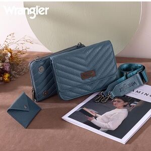 Blue Color Wrangler Quilted Crossbody Purse
